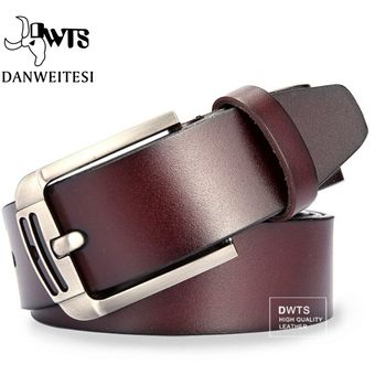 Dwts-Cinturón De Cuero De Alta Calidad Para Hombre Cinturón Masculino De Cuero Con Hebilla De Pin Dise?o De Jeans Vintage De Lujo A La Moda Envío Gratis 