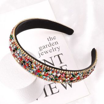 Gema de colores diademas barrocas para mujer accesorios de diamantes para el cabello diadema de perlas para niñas vinchas de flores diadema para la cabeza 