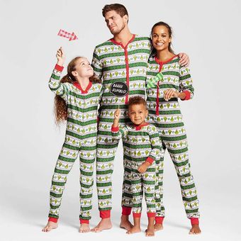 Pijamas Christmas Padre-niño juego Servicio de casa Impresión a rayas de una sola pieza 
