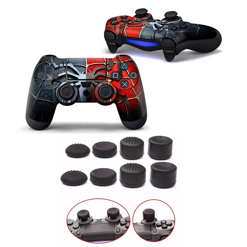 PS4 Skin Estampa Control Playstation 4 (Spiderman 1 + Grips Pro)
