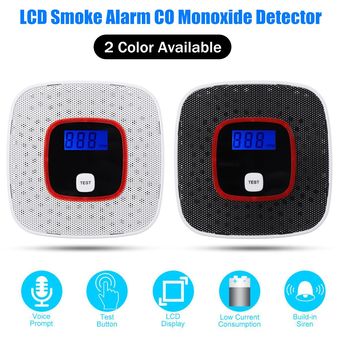 Detector de monóxido de carbono y alarma de humo con pantalla digital 