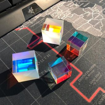 Aretes de vidrio dicroico óptica Color X-cubo cuatro lado pulido Arc.. 