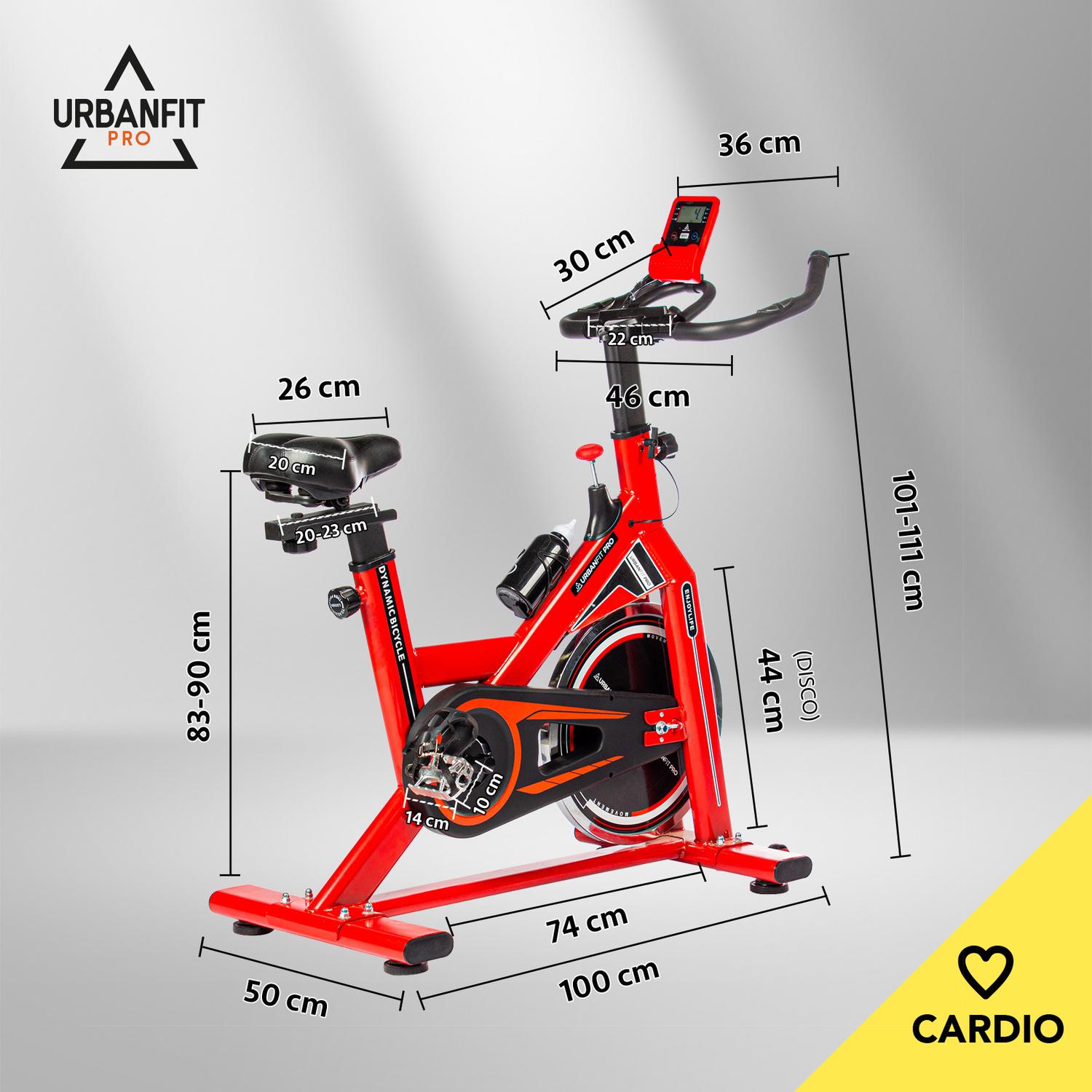 Bicicleta Estatica Spinning Profesional Indoor 18 Kg Cardio-Blanco-Blanco-Rojo