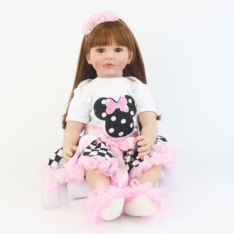 60cm Original Silicone Reborn Baby Doll Toys Vinyl Princess Toddler Alive Bebe Girl Bonecas Kids Bi 
