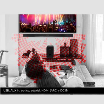 Barra de sonido pequeña para TV, barra de sonido con conexión Bluetooth  5.0/HDMI/óptica/USB/AUX/coaxial, barras de sonido de 50 vatios y 16  pulgadas