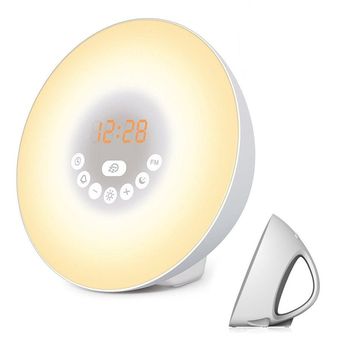 1pc 7 colores de Sunrise despertador despertador de luz LED FM Radio noche de la lámpara 