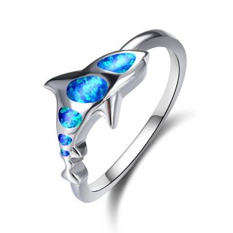 Fashion Women Blue Opel Jewelry Charm Silver Thin Compromise 