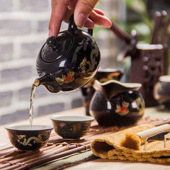 Tetera China de porcelana roja celebr regalos juego de té nupcial 