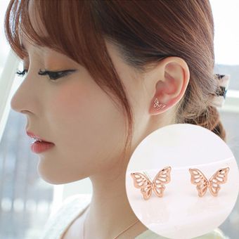 Lady Rose Gold Pendientes S925 Silver Golden Butterfly Woman 