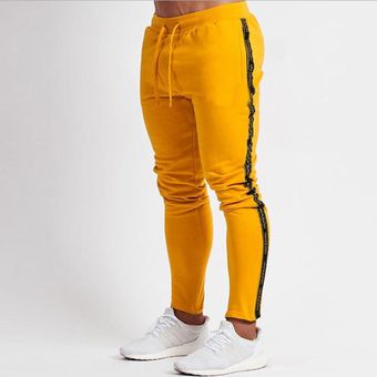 #Camouflage yellow z Pantalones de chándal de algodón elástico para hombre,pantalón de chándal elástico,informal,para correr,culturismo 