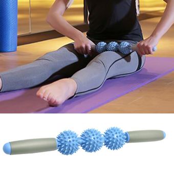 Palo rodillo de masaje para Yoga con rotación de 360 grados,bola con 3 puntos,bloque de Yoga,cuerpo,Músculo de la espalda de piernas,herramienta de entrenamiento para aliviar el dolor 