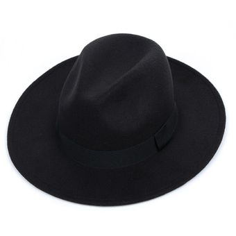 con hebilla negra gorro de visera plana para Otoño e Invierno WAN（#Black） Sombrero de fieltro Panamá estilo Vintage para hombre 