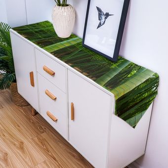 Camino de mesa de bambú verde bosque para el hogar accesorios de de 