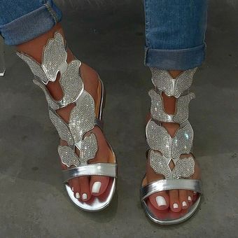 zapatos planos de diamantes de agua Sandalias de mujer sandalias 