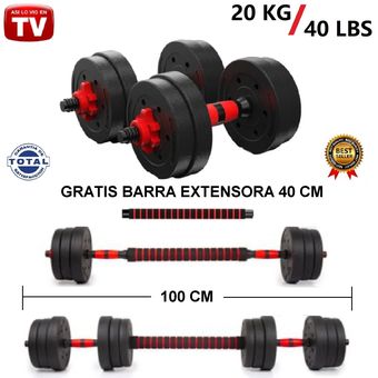 Mancuernas Pesas Kit Con Barra y Discos De Ejercicio Gym 20kg