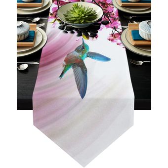 decoración de boda Camino de mesa con hojas y flores de pájaros Na 