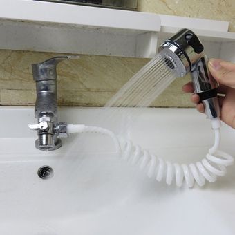 Conectado al grifo de la ducha del bebé juego de ducha de mano funcionales de ducha Ducha portátil de pie largo y flexible manguera 1 juego 