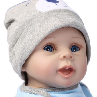 Bebés Reborn muñecas de silicona para bebés Jugando dormir Acompañando muñeca realista del color gris y azul 