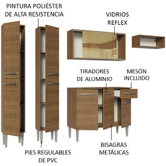 Mueble De Cocina Madesa Emilly 229 Cm Marron