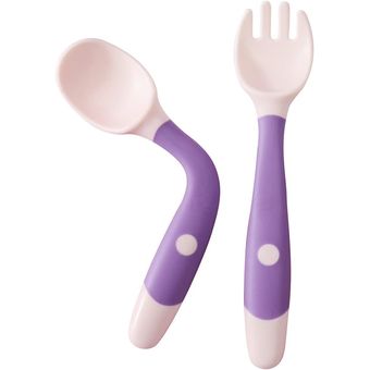 Tenedor de cuchara para bebé, cubiertos de aprendizaje para niños