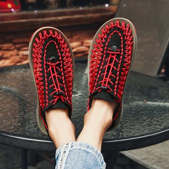 Sandalias De Senderismo De Tejido Al Aire Libre Para Hombre Zapatos De Vadeo De Alta Calidad Antideslizantes Rojo 