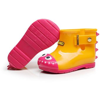 Slip antideslizante de los niños en los zapatos de la jalea de lluvia con Lovely tiburón Patrón Unisex 
