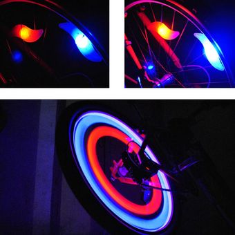 Luces de radios de bicicleta Rueda Alambre Neumático Azul Azul 