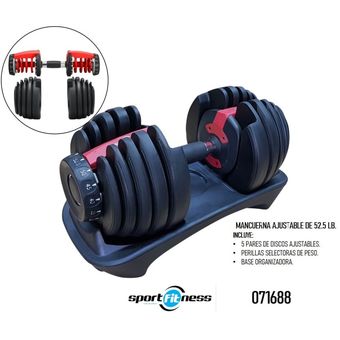 MANCUERNA AJUSTABLE 52.5 LIBRAS SPORT FITNESS