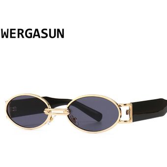 Wergasun Vintage Sunglasses Men Women Sunglasses Oval Punk 