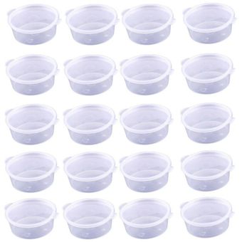 100pcs salsa desechables Caja de almacenamiento de contenedores de plástico caja con tapa de taza de salsa 