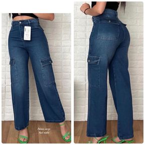 Conjunto Jeans Mujer, Pantalón Denim Acampanado + Top Jean GENERICO