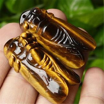 Colgante de piedras preciosas curativas cigarra tallada en 
