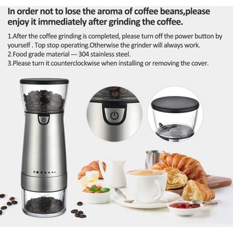 Molinillo de café eléctrico USB de acero inoxidable 
