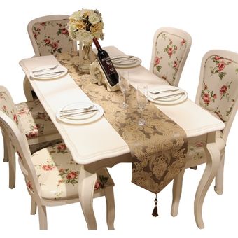 mesa blanca de arroz mode Camino de mesa con bordado Floral europeo 