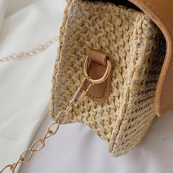 #Brown De moda Bolsas de paja de las mujeres bolso de mano bolso de playa hecho a mano superior de bolsos de bandolera tejido mujeres Natural bolsas 