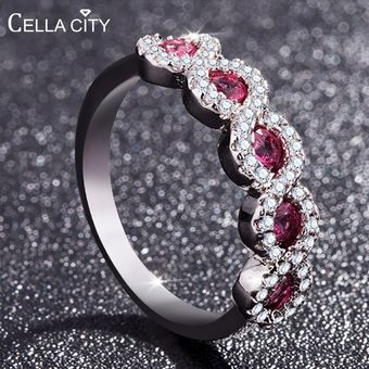 Cellacity Silver 925 Ruby Ring Gems Lady Jewelry Emerald 