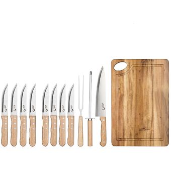  Juego de cuchillos de cocina, juegos de cuchillos de 18 piezas  para cocina con bloque y afilador, juego de cuchillos de acero inoxidable  con barra de cuchillo, 6 cuchillos de carne