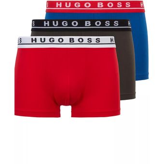 HUGO BOSS 100 ORIGINAL BOXER TRUNK 3 PACK VERDE ROJO AZUL