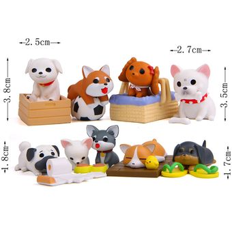 8 piezas Mini lindo cachorro de dibujos animados modelo de perro de ju 