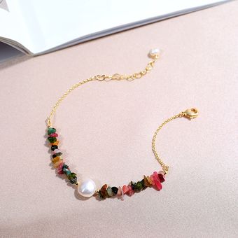 Pulsera De Perlas De Agua Dulce Natural Demi Turmalina 89 