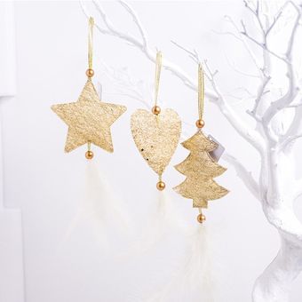 Adornos de Navidad Colgante de plumas de amor estrella de cinco puntas para adornos para el hogar 
