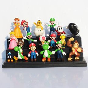 Lote de 18 figuras de acción de Super Mario Bros, dinosauri...