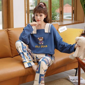 Pijama para mujer ropa de salón ropa casa conjunto Camiseta azul | Linio México