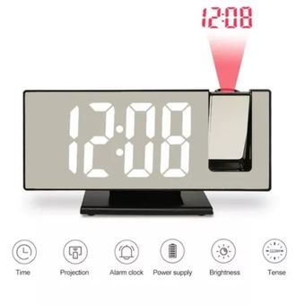 Comprar Despertador de proyección digital con superficie de espejo 4 en 1  reloj proyector de 180 grados interior