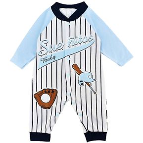 Ropa Bebé Niño Pijama Enteriza Baseball Azul Estampada