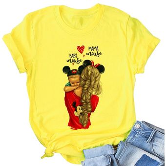Camiseta amarilla de Super mamá para mujer Camiseta con estampado romántico para madre camiset HON 