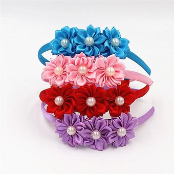Bonitas flores de Color liso diademas Aro para el pelo para niña accesorios para el pelo de princesa accesorios para el pelo de perlas 