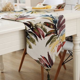 camino de mesa bordado a Mesa de pintura de hojas de estilo europeo 