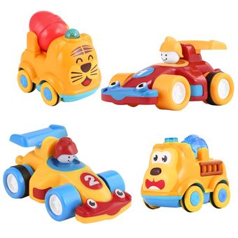 4 unids de dibujos animados juguetes de coche juguetes de carreras juguetes animal juguetes para niños Educación para niños Juguetes 