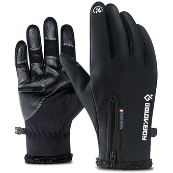Negro L Impermeable al aire libre ciclo de los guantes de esquí de invierno Touch Screen cálidos guantes de montar 